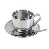 Stainless Steel Coffee Cup With Saucer
