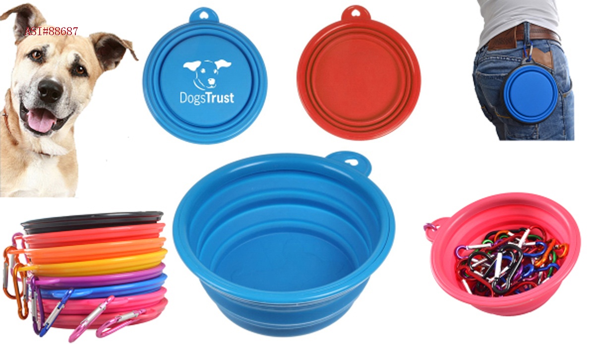 YAPROMO 1000 ML Collapsible Travel Bowl Silicone Pet Bowl with Lid